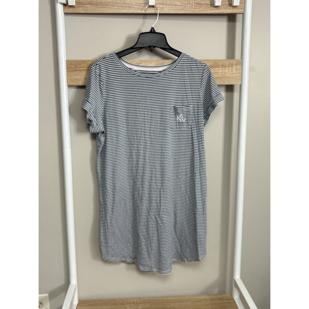 Lauren Ralph Lauren Navy & White Striped T-Shirt Dress - Size M